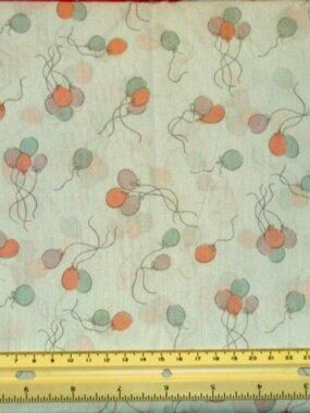 PEACH GREY & GREEN Balloons on Pale Green Cotton Quilt Fabric 2 yds x 45" wide